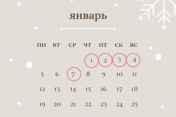 График работы в период новогодних праздников 2026